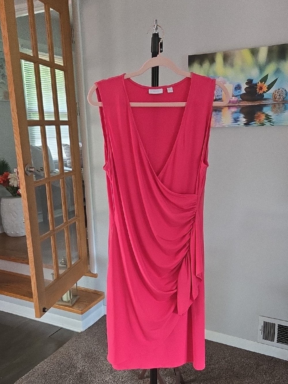 Sleeveless Draped Pink Women's Dress 🌺  Size L